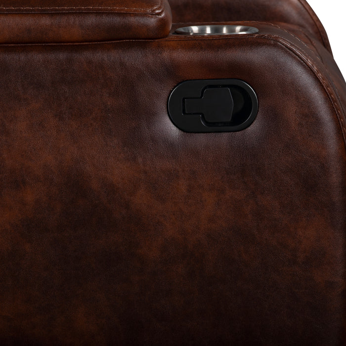 Chester Reclining Console Loveseat-Brown