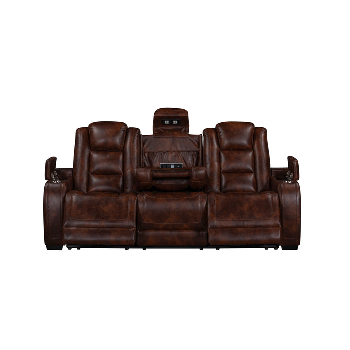 Chester Reclining Sofa W/Pwr Hr & Fr-Brown