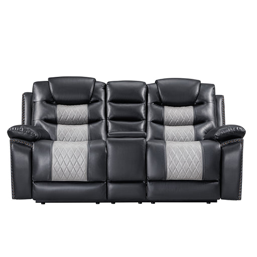 Nikko Console Loveseat W/Pwr Fr-Black/Gray