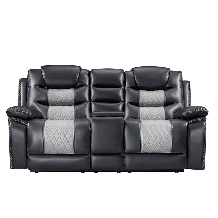 Nikko Console Loveseat W/Pwr Fr-Black/Gray