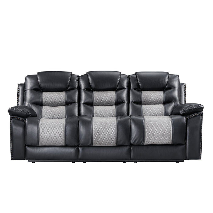 Nikko Sofa W/Dual Recliner-Black/Gray
