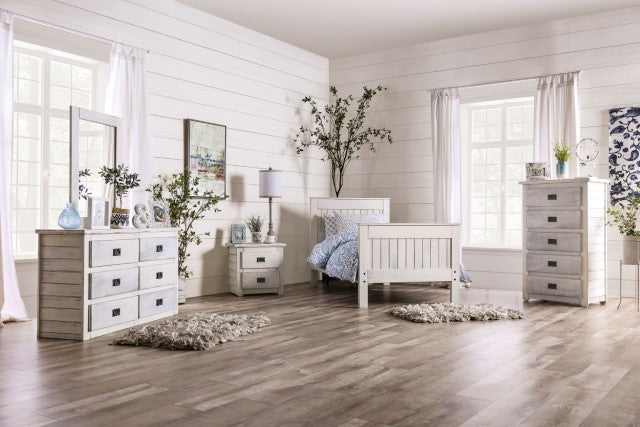 Rockwall Full, Queen, & Twin Bed White, Gray, & White - Furniture Stars (Chicago, IL)