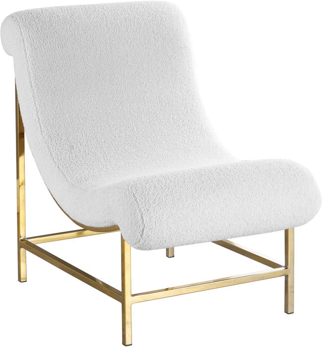 Nube White Faux Sheepskin Fur Accent Chair