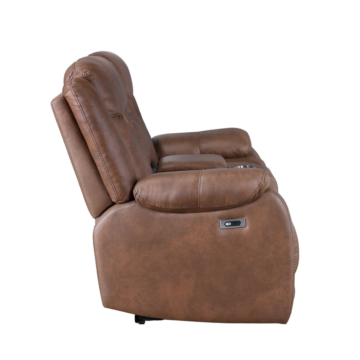 Morello Console Loveseat W/Pwr Fr-Brown