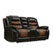 Nikko Console Loveseat W/ Dual Recliners-Brown
