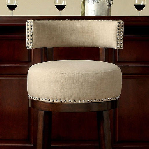 LYNSEY Dark Oak/Beige 24" Bar Stool - Furniture Stars (Chicago, IL)