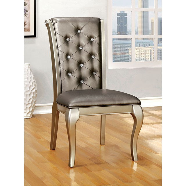 AMINA Champagne Side Chair (2/CTN) - Furniture Stars (Chicago, IL)