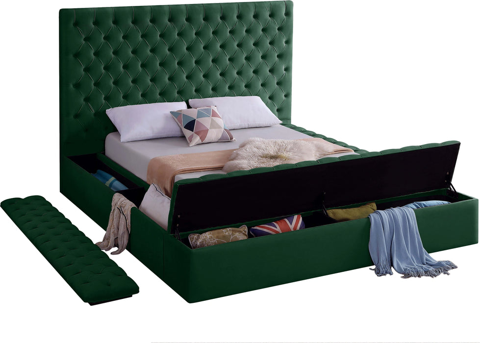 Bliss Green Velvet King Bed (3 Boxes)