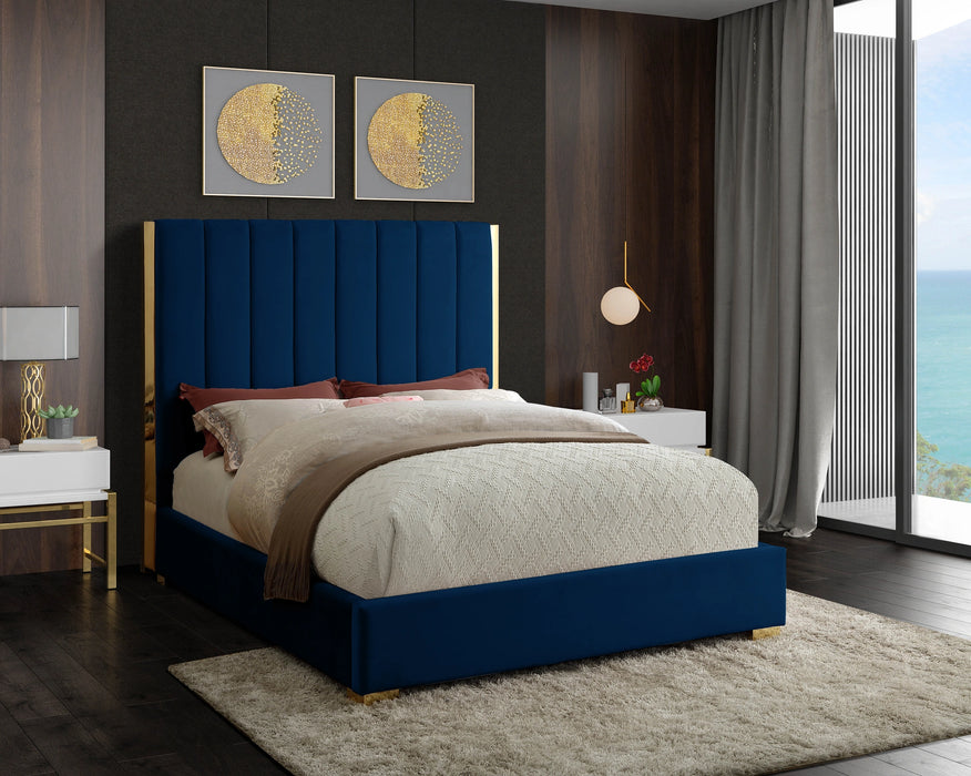 Becca Navy Velvet Full Bed