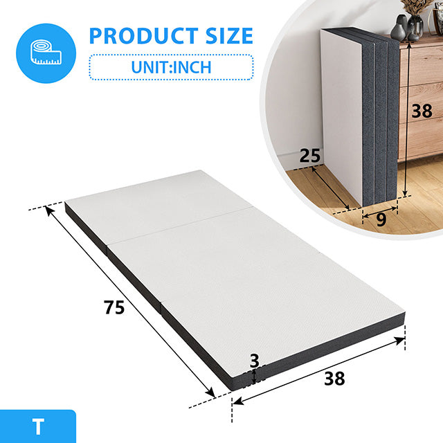 Hollyhock 3" Twin Tri-Fold Memory Foam Topper - Furniture Stars (Chicago, IL)