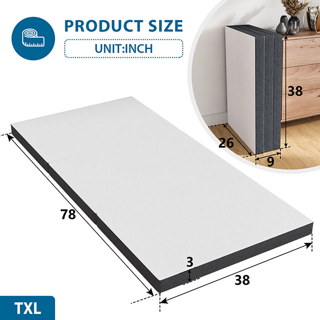 Hollyhock 3" Twin XL Tri-Fold Memory Foam Topper - Furniture Stars (Chicago, IL)