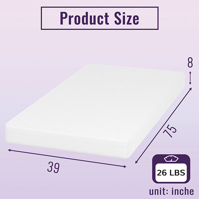Nasturtium 8" Twin Bamboo Charcoal Infused Memory Foam - Furniture Stars (Chicago, IL)