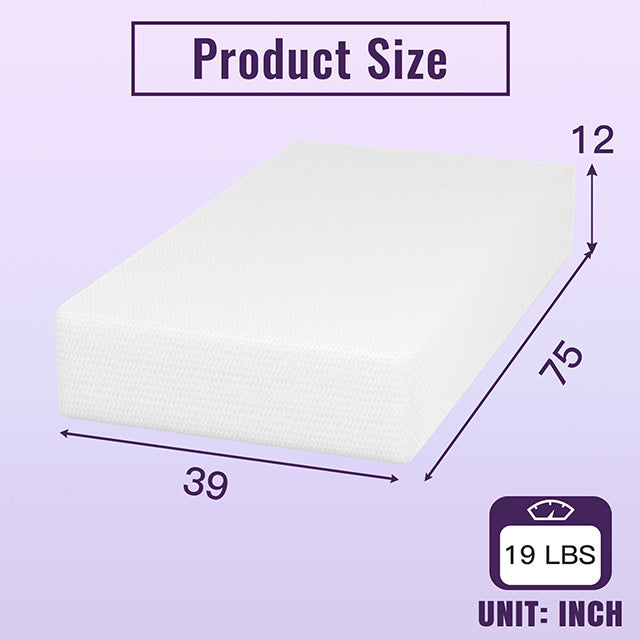 Nasturtium 12" Twin Bamboo Charcoal Infused Memory Foam - Furniture Stars (Chicago, IL)