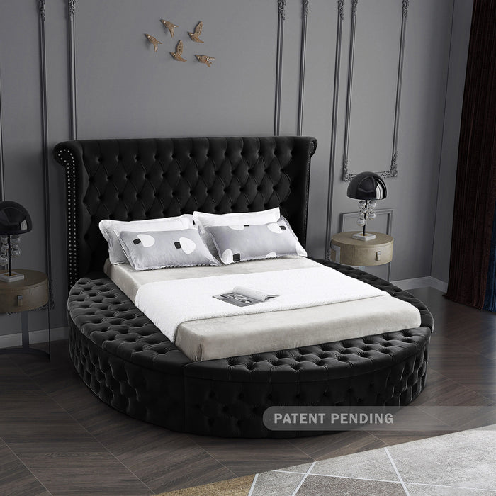 Luxus Black Velvet Queen Bed (3 Boxes)