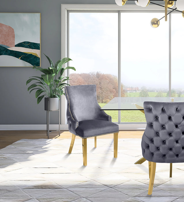 Tuft Grey Velvet Dining Chair