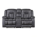 Morello Console Loveseat W/ Dual Recliners-Gray