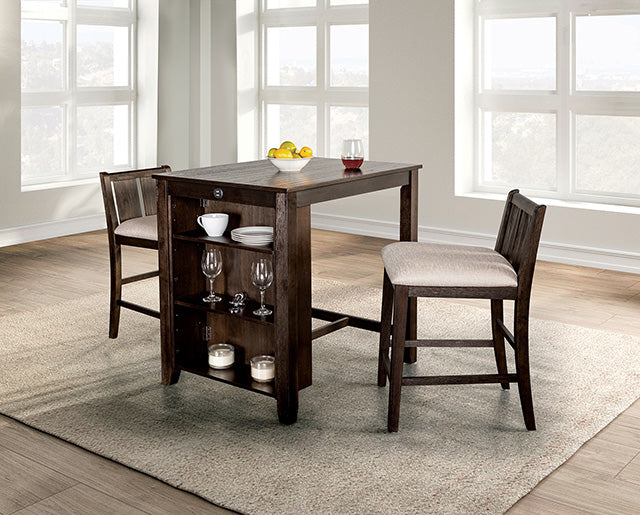 Lescles 3 Pc Counter Ht Set (1 Table + 2 Chairs) - Furniture Stars (Chicago, IL)