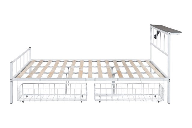 Nicoli Queen Metal Bed With Underbed Storage - Furniture Stars (Chicago, IL)