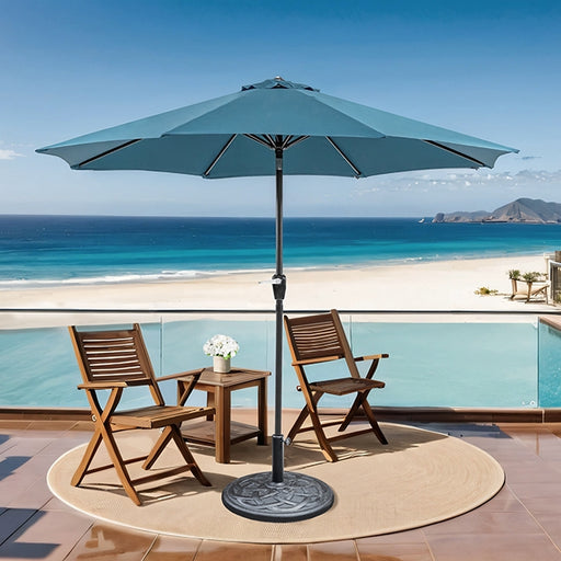 Soli 9' Outdoor Umbrella w/ Auto Tilt + 21" Round Base - Furniture Stars (Chicago, IL)