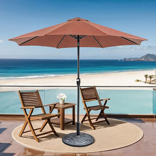 Soli 9' Outdoor Umbrella w/ Auto Tilt + 21" Round Base - Furniture Stars (Chicago, IL)