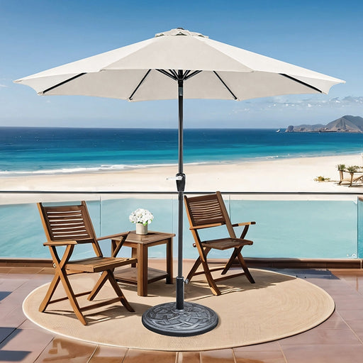 Soli 9' Outdoor Umbrella w/ Auto Tilt + 21" Round Base - Furniture Stars (Chicago, IL)