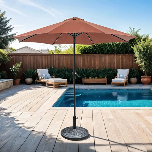 Tano 9' Outdoor Umbrella + 21" Round Base - Furniture Stars (Chicago, IL)