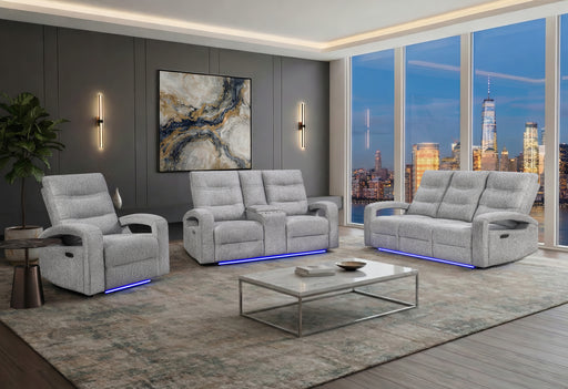 U6611 GREY 15 POWER RECLINING SOFA/POWER CONSOLE RECLINING LOVESEAT - Furniture Stars (Chicago, IL)