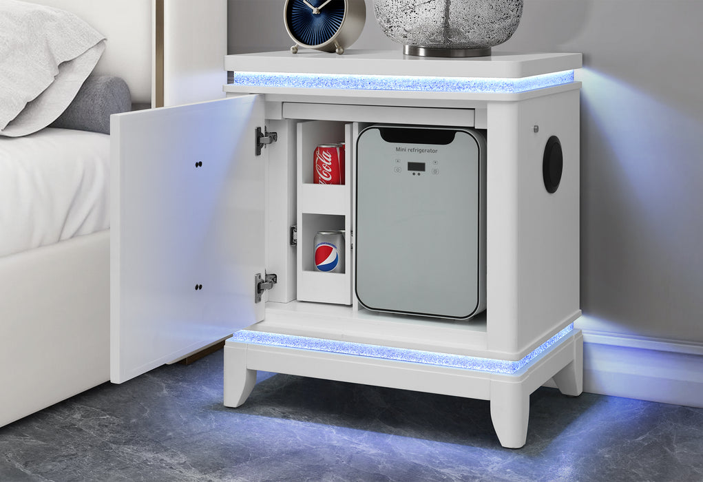 ALINA WHITE FULL BED GROUP WITH LED, COOLER, SPEAKER AND USB - Furniture Stars (Chicago, IL)