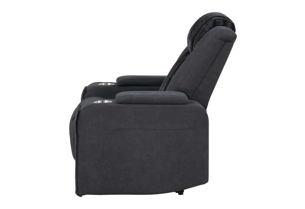 U8000 BLACK POWER RECLINER W/ POWER HEADREST & LED LIGHT - Furniture Stars (Chicago, IL)