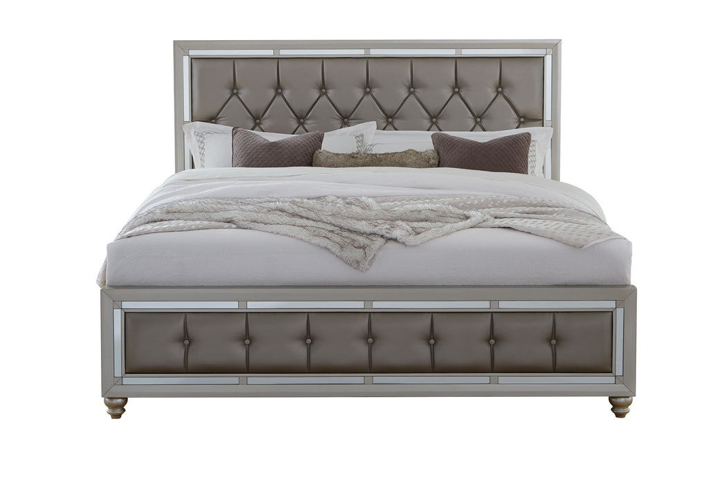 RILEY SILVER QUEEN BED, DRESSER, MIRROR AND 2 NIGHTSTANDS - Furniture Stars (Chicago, IL)