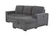 U2660 GREY L SOFA BED SECTIONAL WITHOUT PULLOUT - Furniture Stars (Chicago, IL)
