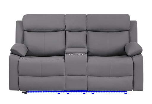 U6026 GREY PU 46A CONSOLE RECLINING LOVESEAT WITH LED - Furniture Stars (Chicago, IL)