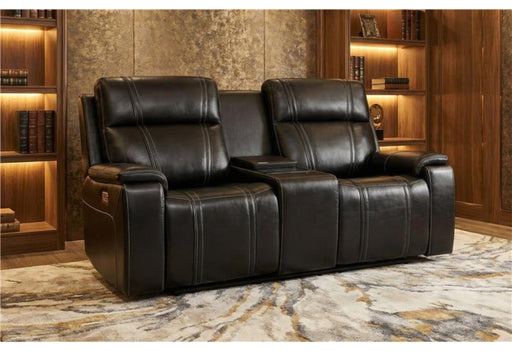 U8880 BLACK LEATHER POWER CONSOLE RECLINING LOVESEAT WITH COOLER - Furniture Stars (Chicago, IL)