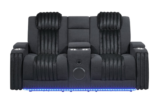 U8000 BLACK PWR CONSOLE REC LOVESEAT W/PHR, LED AND SPEAKER - Furniture Stars (Chicago, IL)