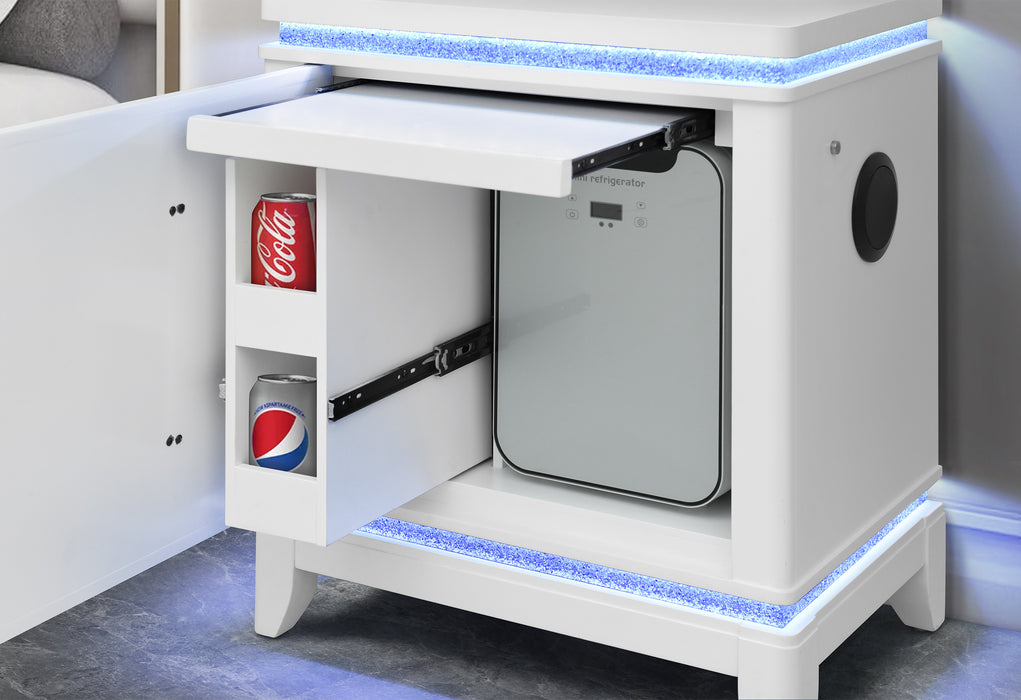 ALINA WHITE FULL BED GROUP WITH LED, COOLER, SPEAKER AND USB - Furniture Stars (Chicago, IL)