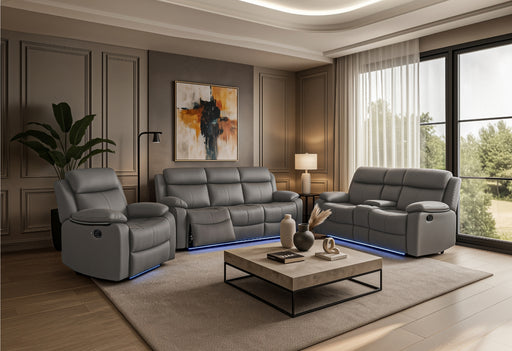 U6026 GREY 46A PU RECLINING SOFA/CONSOLE RECLINING LOVESEAT - Furniture Stars (Chicago, IL)