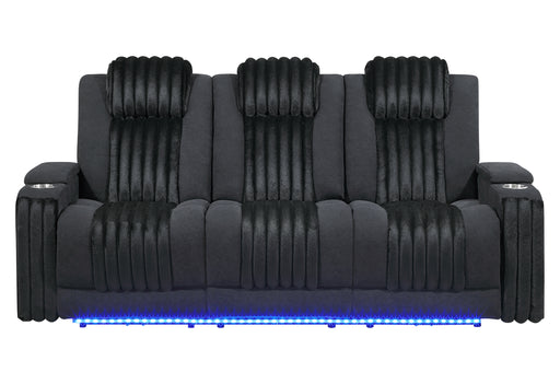 U8000 BLACK PWR REC SOFA W/PHR, DDT, READING LIGHT & LED LIGHT - Furniture Stars (Chicago, IL)