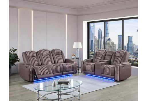 U8000 BROWN PWR REC SOFA/PWR CONSOLE REC LOVESEAT W/PHR - Furniture Stars (Chicago, IL)