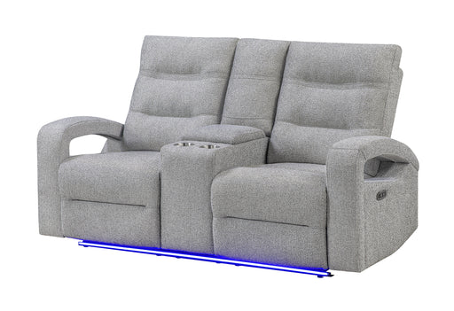 U6611 GREY 15 POWER CONSOLE RECLINING LOVESEAT WITH LED - Furniture Stars (Chicago, IL)