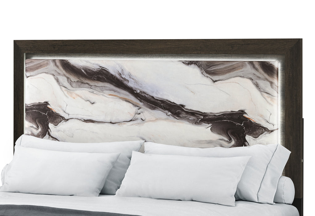 HARMONY BROWN KING BED WITH LED - Furniture Stars (Chicago, IL)