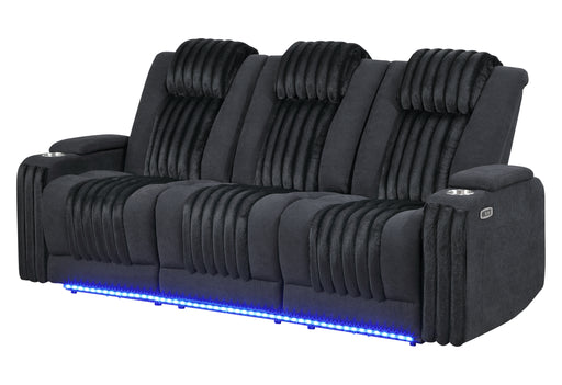 U8000 BLACK PWR REC SOFA W/PHR, DDT, READING LIGHT & LED LIGHT - Furniture Stars (Chicago, IL)