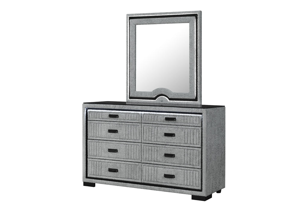 ISABELLA GREY MIRROR WITH LED - Furniture Stars (Chicago, IL)