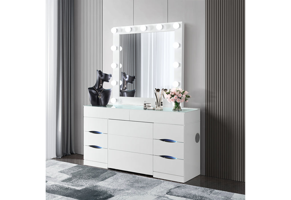 ELLA WHITE VANITY SET WITH STORAGE STOOL - Furniture Stars (Chicago, IL)