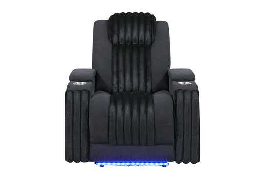 U8000 BLACK POWER RECLINER W/ POWER HEADREST & LED LIGHT - Furniture Stars (Chicago, IL)