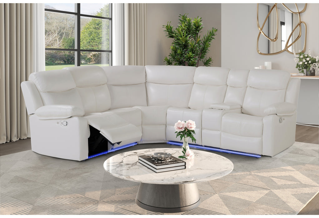 U6026 BLANCHE WHITE RIGHT SIDE FACING SECTIONAL WITH LED AND SPEAKER - Furniture Stars (Chicago, IL)