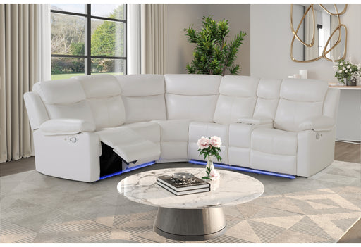 U6026 BLANCHE WHITE RIGHT SIDE FACING SECTIONAL WITH LED AND SPEAKER - Furniture Stars (Chicago, IL)