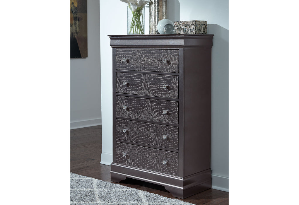 POMPEI METALLIC GREY QUEEN BED W/LED, DRESSER, MIRROR AND NIGHTSTAND - Furniture Stars (Chicago, IL)
