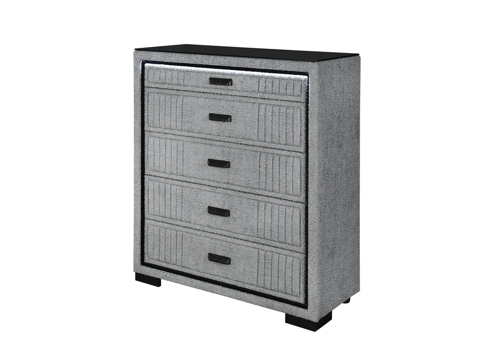 ISABELLA GREY CHEST WITH LED - Furniture Stars (Chicago, IL)