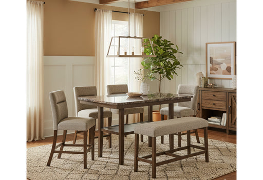 D4355 BROWN BAR TABLE WITH 6 BAR STOOLS - Furniture Stars (Chicago, IL)