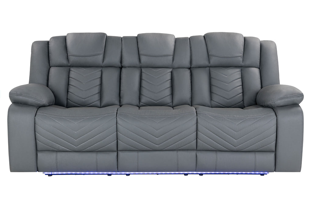 U7068 GREY 10 PWR REC SOFA/PWR CONSOLE REC LOVESEAT/PWR RECLINER W/LED - Furniture Stars (Chicago, IL)